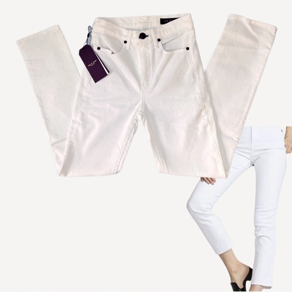 24 NWT Rag & Bone White High Rise Slim Fit Cigarette Jeans - Picture 2 of 13